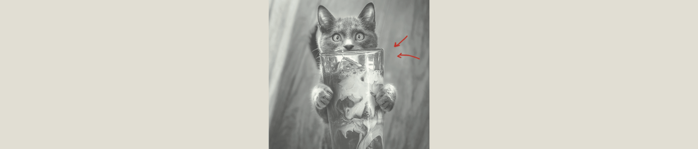 cat holding an iced coffee