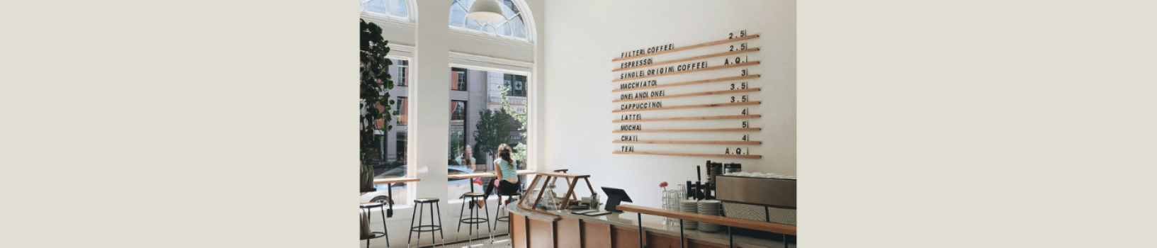 coffee shop menu on the wall