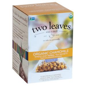 Two Leaves Organic Chamomile Flowers Herbal Tea Retail 15ct Box