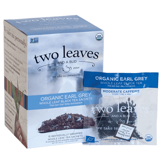 Two Leaves Organic Earl Grey Black Tea Retail 15ct Box