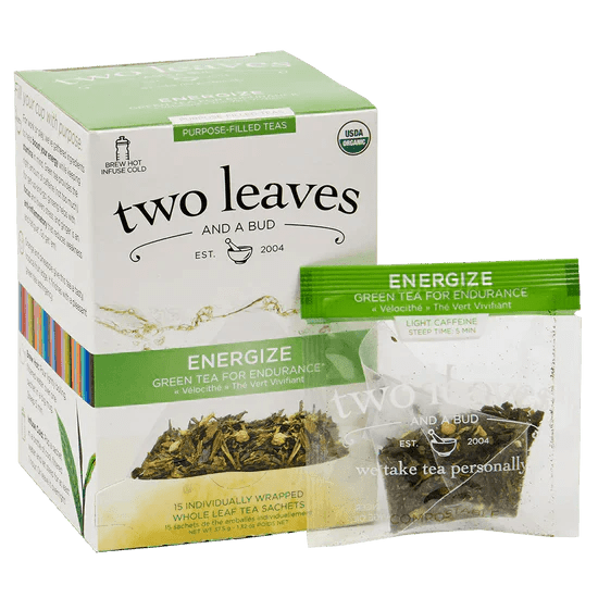 Two Leaves Organic Energize Green Tea Retail 15ct Box