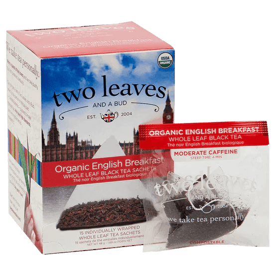 Two Leaves Organic English Breakfast Black Tea Retail 15ct Box