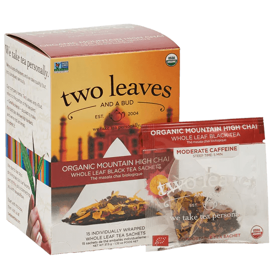 Two Leaves Organic Mountain High Chai Black Tea Retail 15ct Box