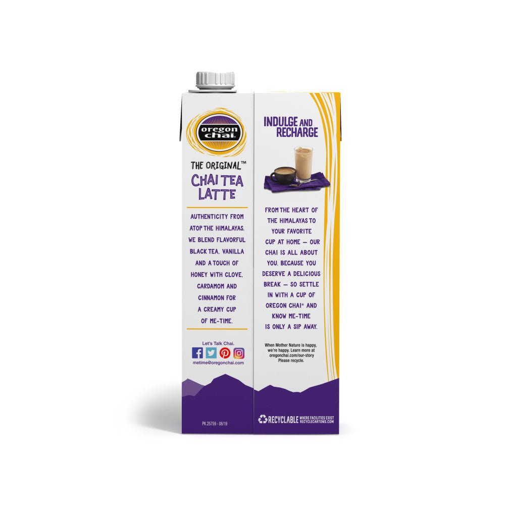Oregon Chai Organic Original Chai Tea Latte 1:1 Concentrate 32oz Carton