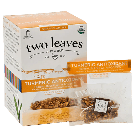 Two Leaves Organic Turmeric Antioxidant Herbal Tea Retail 15ct Box